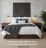 Large Wood Carved Square Wall Art Panel. Asian Home Decor. Available size 24",36"and 48" Color Option