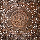 Elegant Medallion Wood Carved Wall Plaque. Round Wood Carved Floral Rustic Home Decor Wall Art. Size 36" and 48" Color Options Available