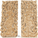 Thai Welcome Sign Sawaddee Wall Art Carved Wood Panel White Wash