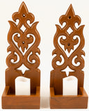 Candle Wall Sconce Holder Water Drop Carved Wood Wall Art Panel. Set of 2 Color Options Available