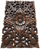 Wood Wall Decor Lotus flower. Multi Panels Asian Home Decor. Decorative Thai Wall Relief Sculpture. 17.5"x12.5" Set of 3 Color and Design Optionx Available
