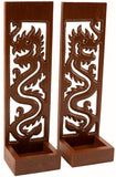 Candle Wall Sconce Holder Succulent Planter Pots Wall Hanging Chinese Dragon Carved Wood Wall Art Panel. Set of 2 Color Options Available