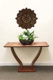 Oriental Carved Lotus Round Wood Plaque. Decorative Bali Wall Relief Panel Sculpture. Rustic Wall Decor. Dark Brown Finish Size 24" Extra Thick