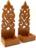 Candle Wall Sconce Holder Water Drop Carved Wood Wall Art Panel. Set of 2 Color Options Available