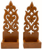 Candle Wall Sconce Holder Water Drop Carved Wood Wall Art Panel. Set of 2 Color Options Available