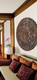 Elegant Medallion Wood Carved Wall Plaque. Round Wood Carved Floral Rustic Home Decor Wall Art. Size 36" and 48" Color Options Available