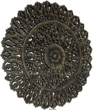 Elegant Wood Carved Wall Plaque. Large Round Unique Thai Wood Carving Floral Wall Decor Panel. Available Size 36" and 48" Color Options Available