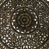 Elegant Medallion Wood Carved Wall Plaque. Round Wood Carved Floral Rustic Home Decor Wall Art. Size 36" and 48" Color Options Available