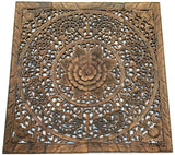 Elegant Wood Carved Wall Plaque. Wood Carved Floral Wall Art. Asian Home Decor Wall Art Panels. Bali Home Decor. 48" Color Options Available