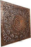 Elegant Wood Carved Wall Plaque. Tropical Asian Home Decor. 48" Square Color Options