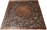 Elegant Wood Carved Wall Plaque. Tropical Asian Home Decor. 48" Square Color Options