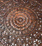 Elegant Wood Carved Wall Plaque. Tropical Asian Home Decor. 48" Square Color Options