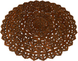 Elegant Medallion Wood Carved Wall Plaque. Large Round Lotus Wood Carving Wall Decor Panel. Available Size 36" and 48" Color Options Available
