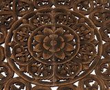 Elegant Medallion Wood Carved Wall Plaque. Large Round Lotus Wood Carving Wall Decor Panel. Available Size 36" and 48" Color Options Available