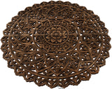 Elegant Medallion Wood Carved Wall Plaque. Large Round Lotus Wood Carving Wall Decor Panel. Available Size 36" and 48" Color Options Available