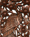 Tropical Home Decor. Carved Wood Wall Panels. Home Decor Wall Art Animals Peacock Wall Decor. Wall Hangings. Wood Carved Decorative Wall Plaque. 35.5"x13.5", Set of 2 Dark Brown
