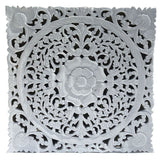 white square carved wood wall art 
