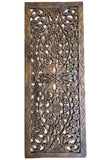 Floral Wood Carved Wall Panel. Wall Hanging. Asian Home Decor. Decorative Thai Wall Relief Panel Sculpture. Large Wood Wall Plaque 35.5"x13.5"x0.5" Color Options Available