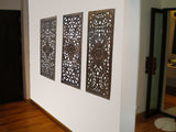 Floral Wood Carved Wall Panel. Decorative Thai Wall Relief Panel Sculpture. Size 35.5"x13.5"Available Color Options