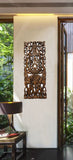 Elephants with Three-Tiered Umbrella Carved Wood Wall Art Decor. Brown Finish 35.5"x13.5" Extra Thick