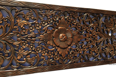Tropical Floral Wood Carved Wall Panel. Unique Rustic Home Decor ...