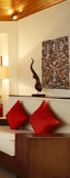 Ganesha Buddha with Elephant Carved Wood Panels. Brown Finish 35.5”x13.5” Each, Set of 2 pcs