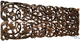 Floral Tropical Carved Wood Wall Art Panel. Rustic Home Decor. Teak Wood Headboard. 35.5"x13.5 Extra Thick Dark Brown