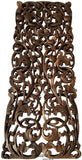 Floral Tropical Carved Wood Wall Art Panel. Rustic Home Decor. Teak Wood Headboard. 35.5"x13.5 Extra Thick Dark Brown
