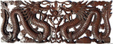 Dragon Wood Carved Wall Panel. Asian Chinese Home Decor. Decorative Wood Carving Sculpture. Dark Brown Finish 35.5”x13.5”x1"