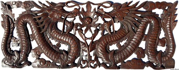Dragon Wood Carved Wall Panel. Asian Chinese Home Decor. Decorative Wo ...