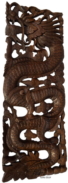 Chinese Dragon Carved Wood Wall Art Decor Panels. Asian Home Decor ...