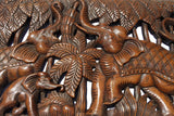 Elephant Family Wood Carved Wall Panel. Tropical Home Decor. Design Options 35.5"x13.5" Extra Thick