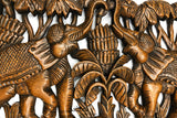 Elephant Family Wood Carved Wall Panel. Tropical Home Decor. Design Options 35.5"x13.5" Extra Thick