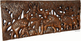 Elephant Family Wood Carved Wall Panel. Tropical Home Decor. Design Options 35.5"x13.5" Extra Thick