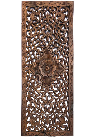 Asian Home Decor.Floral Wood Carved Wall Panel.Wall Art – Asiana Home Decor