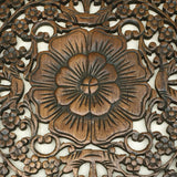 Oriental Round Carved Wood Wall Decor. Decorative Floral Wall Plaques. Teak Wood Wall Hangings. Lotus Wood Carved Wall Art. Color Options Available 24"