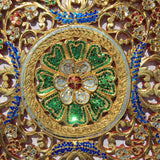 Mosaic Wall Art. Medallion Gold Carved Wood Wall Plaque Asian Home Decor 24"