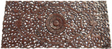 Headboard Floral Tropical Carved Wood Wall Panel. Balinese Wall Sculpture Panel. Size 27"x60" Dark Brown