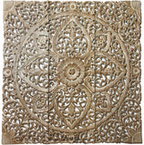 Large Wood Carved Square Wall Art Panel. Asian Home Decor. Available size 24",36"and 48" Color Option