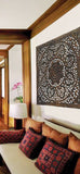 Elegant Wood Carved Wall Plaque. Wood Carved Floral Wall Art. Asian Home Decor Wall Art Panels. Baliness Home Decor. Available Size 36" and 48" Color Options Available