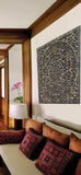 Elegant Wood Carved Wall Plaque. Wood Carved Floral Wall Art. Asian Home Decor Wall Art Panels. Bali Home Decor. 48" Color Options Available