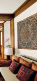 Elegant Wood Carved Wall Plaque. Wood Carved Floral Wall Art. Asian Home Decor Wall Art Panels. Bali Home Decor. 48" Color Options Available