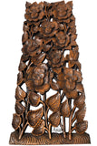 Rose Flower Carved Wood Wall Panel. Brown 35.5”x13.5” Extra Thick Color Options Available