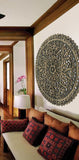 Elegant Medallion Wood Carved Wall Plaque. Floral Bali Rustic Home Decor Wall Art. Asian Home Decor Wall Panels Size 36" Color Options Available