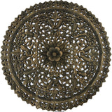 Elegant Medallion Wood Carved Wall Plaque. Floral Bali Rustic Home Decor Wall Art. Asian Home Decor Wall Panels Size 36" Color Options Available