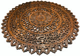 Elegant Medallion Wood Carved Wall Art Panel. Bali Rustic Home Decor Wall Art. Size and Color Options Available
