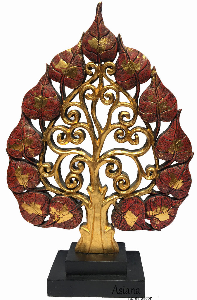 Clearance Centerpiece Accent Home Decor Carved Wood Tree Statue with Stand