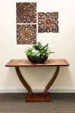 Floral Wood Wall Plaque Home Decor. Set of 3. 12" Square