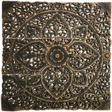 Large Wood Carved Square Wall Art Panel. Asian Home Decor. Available size 24",36"and 48" Color Option