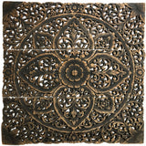 Large Wood Carved Square Wall Art Panel.  Asian Home Decor. Available size 24" and 36" Color Option